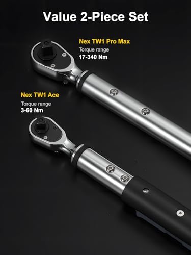GROWNEER Digital Torque Wrench Set, 3/8" 2.2-44.3 Ft-lbs/3-60 Nm & 1/2'' 12.5-250.7 Ft-lbs/17-340 nm, Torque Wrench Digital Combo with Buzzer & LED Indicator, Bits & Sockets for Motor Car Repair