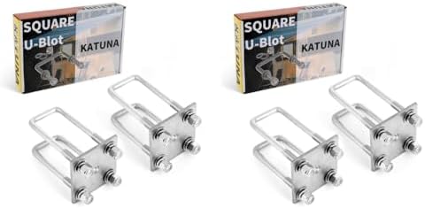 Stainless Steel Square U Bolt Kit for Boat Trailer Axle Leaf Springs, for 2x2 Axle - 5 1/4" Long,2 inch Wide Square U-Bolts with Nuts and Frame Plate for Trailer Automobiles Trailer.