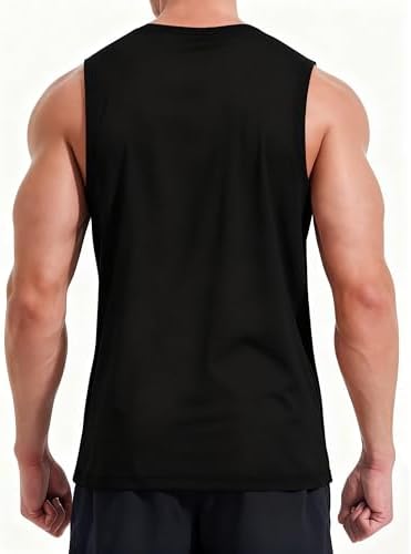 KPSUN Men's Quick Dry Workout Tank Top Summer Beach Shirt | UPF 50+ Sleeveless Gym Muscle Shirt with Hidden Pocket for Keys. Ideal for Gym Training, Outdoor Running, And Beach Workouts