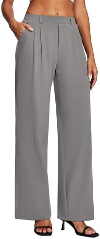 Heathyoga Womens Dress Pants Pull On Stretchy Work Pants Wide Leg Trousers