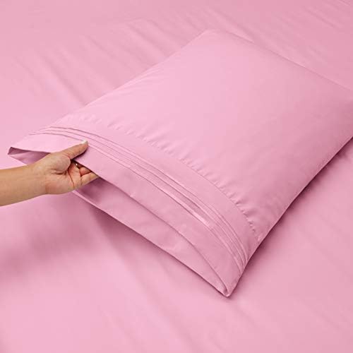 Hearth & Harbor Split King Size Sheets - 5 Piece Bed Sheet Set, Hotel Luxury Double Brushed Bed Sheets - Extra Soft Bedding Sheets & Pillowcases, Split King, Lilac