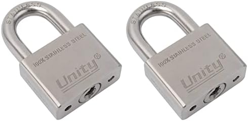 Unity Marine Padlock Keyed Alike 100% Stainless Steel Weatherproof for Sea, Boat, Port, Gate, Anti-Pick (2, 50mm)