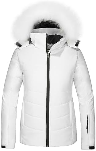 Skieer Women's Ski Jacket Waterproof Warm Puffer Thick Hooded Winter Coat
