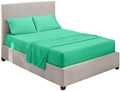 Hearth & Harbor Twin Size Sheets - 3 Piece Bed Sheet Set, Hotel Luxury Double Brushed Bed Sheets - Extra Soft Bedding Sheets & Pillowcases, Twin, Mint Green