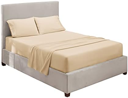 Hearth & Harbor Twin XL Size Sheets - 3 Piece Bed Sheet Set, Hotel Luxury Double Brushed Bed Sheets - Extra Soft Bedding Sheets & Pillowcases, Twin XL, Beige