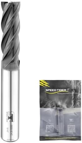 SPEED TIGER 9/16" Micrograin Carbide Square End Mill - 4 Flutes - ISE9/16 4T (1 Piece, 9/16") for Alloy Steels, Hardened Steel, Metal & More – Mill Bits Sets for DIYers & Professionals (1pc)
