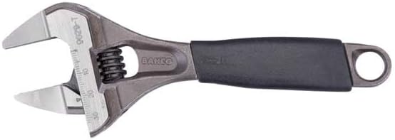Bahco BAH9031RTUS Ergo Big-Mouth Adjustable Wrench Thin Jaw Wide Mouth with Rubber Handle - 8 Inch - Black Phosphate Finish