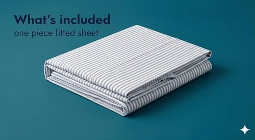 JS Sanders V Berth Boat Sheet 1 Pcs 600 TC Egyptian Cotton, White Stripe
