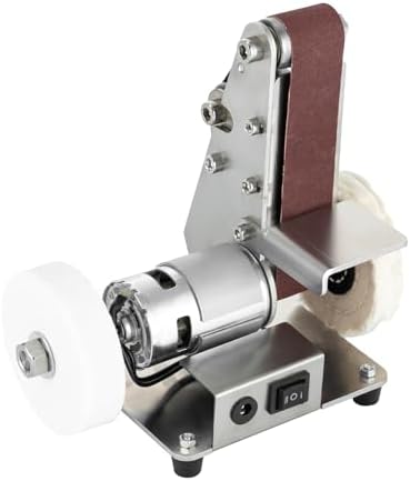 Xuthusman Mini Belt Sander - Electric Bench Grinder Sanding Machine, 7 Adjustable Table Top Grinder Polisher Buffer for DIY Craft Woodworking Stained Glass Jewelry Making