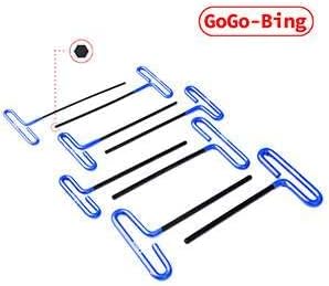 GogoBing Cushion Grip Hex T-Key Allen Wrench Metric Set- 8pc set Metric Sizes 2.5mm, 3mm, 3.5mm, 4mm, 4.5mm, 5mm, 5.5mm, 6mm, Blue.