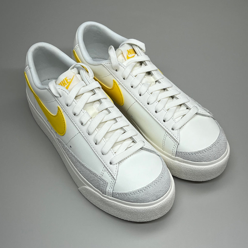 NIKE Blazer Low Cut Platform Sneaker Sz Women's 11.5 Men's 10 Yellow/Grey/White