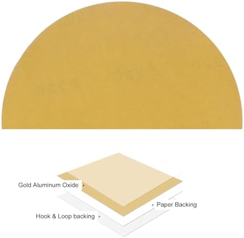 50pcs No Hole Sanding Discs- [ 8 Inch 220 Grit ] Round Hook and Loop Grip Sanding Pads Sheet Sandpaper for Automotive Woodworking Metal Polishing Use| Gold, Aluminum Oxide