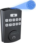 Brinks Fingerprint Door Lock, Keyless Entry Biometric Lock, Electronic Keypad Fingerprint Deadbolt with Auto-Locking, Front Door Lock and Interior Knob Set, Easy Installation, Matte Black