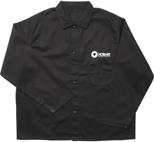 Hobart 770568 Flame-Resistant Cotton Welding Jacket, XXL, Black