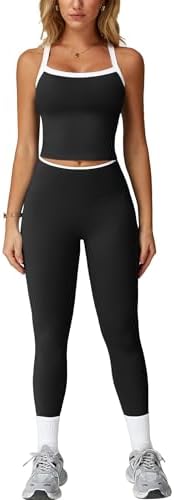 ABOCIW Workout Sets for Women 2 Piece Padded Sports Bra Tank Top High Waist Leggings Sets Gym Yoga Work Out Clothes
