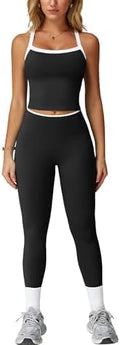 ABOCIW Workout Sets for Women 2 Piece Padded Sports Bra Tank Top High Waist Leggings Sets Gym Yoga Work Out Clothes