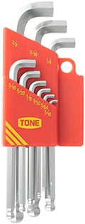 TONE Short Neck Ball End Hex Key Wrench Set L-type (Inch Size) BSB900S 9-Piece