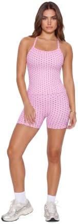 SUUKSESS Women 2 Piece Workout Sets High Waisted Biker Shorts with Pockets Built in bra Racerback Tank Tops