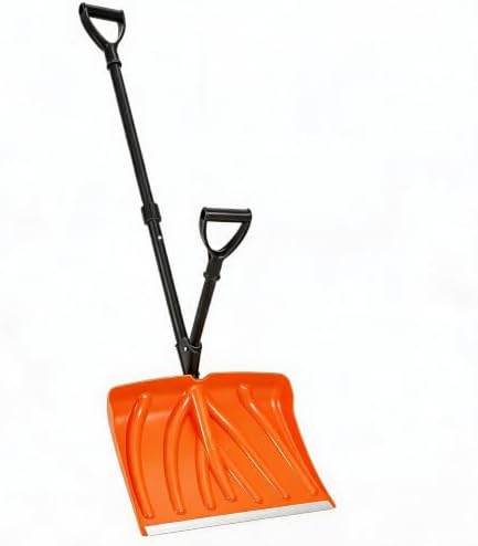 Lightweight Ergonomic Snow Shovel with Spring Assist, Dual d‑Ring Handle
