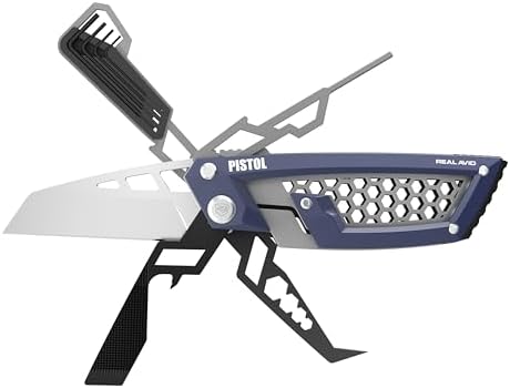 Real Avid Gun Tool Edge Pistol – Compact EDC Multitool with 2.6 Inch Knife Blade, Hex Keys, 3/32" Pin Punch, Nut Wrenches, Tap Hammer and Pick - Everyday Carry Tool for Sight Adjustments & Disassembly