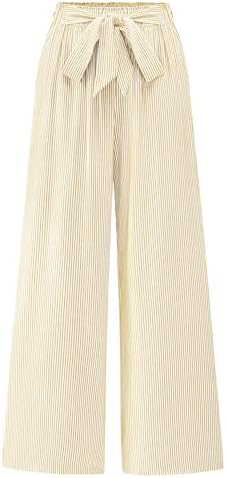 BTFBM Striped Palazzo Pants for Women Fall 2026 Wide Leg Dress Work Pants