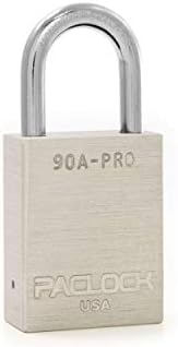 PACLOCK's 90A-PRO Padlock, 1/4" Diameter Hard. Stainless Steel Shackle, 1-3/16" Tall, High Performance 7-Pin Cylinder w/ 1 Key, Keyed Alike, Silver