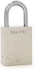 PACLOCK 90A-PRO Series Key Lock Padlock, Silver Anodized Aluminum, 7-Pin Cylinder with 1 Key, Keyed Differently, 1-3/16" Tall Hardened Stainless Steel Shackle