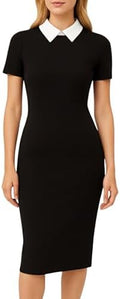 Aphratti Women's Peter Pan Collar Sheath Dress with Sleeves Business Office Wear to Work Professional Outfits