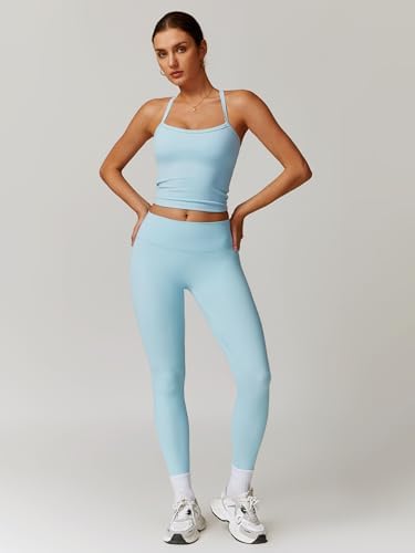 ABOCIW Workout Sets for Women 2 Piece Padded Sports Bra Tank Top High Waist Leggings Sets Gym Yoga Work Out Clothes