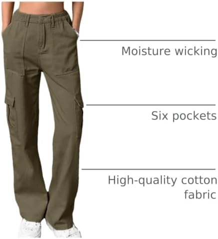 Lepunuo Cargo Pants for Women High Waisted Casual Pants Baggy Stretchy Wide Leg Y2K Streetwear with 6 Pockets