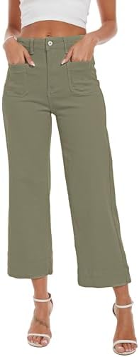 Wide Leg Jeans for Women Trendy High Waisted Flare Jeans Cropped Pants Stretchy Baggy