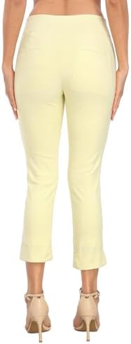 HDE Pull On Capri Pant for Women w/Pockets Elastic Waist Cropped Work Pant
