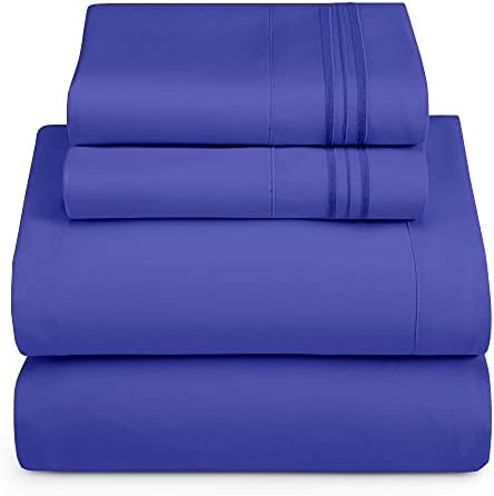 Hearth & Harbor Twin XL Size Sheets - 3 Piece Bed Sheet Set, Hotel Luxury Double Brushed Bed Sheets - Extra Soft Bedding Sheets & Pillowcases, Twin XL, Royal Blue