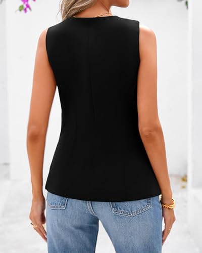 BTFBM Suit Vest Tops For Women Sleeveless Blazer Work Wear