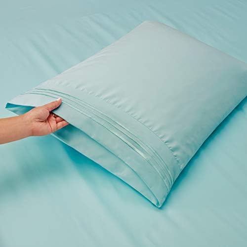 Hearth & Harbor Cal King Size Sheets - 4 Piece Bed Sheet Set, Hotel Luxury Double Brushed Bed Sheets - Extra Soft Bedding Sheets & Pillowcases, California King, Aqua Blue