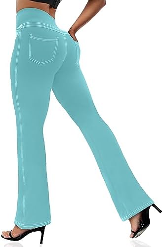 VOOVEEYA Women's Bootcut Leggings - Bootleg Yoga Pants Flare with 4 Pockets