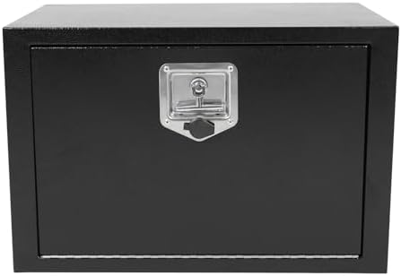 24 Inch Underbody Truck Box Steel Storage Tool Box,24 x 14 x 16 Tool Chest Organizer w/Lock and Keys For Pickup,Truck Bed, RV, Trailer,Heavy Duty Waterproof Black box