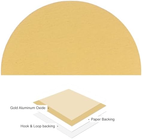 50pcs No Hole Sanding Discs- [ 8 Inch 100 Grit ] Round Hook and Loop Grip Sanding Pads Sheet Sandpaper for Automotive Woodworking Metal Polishing Use| Gold, Aluminum Oxide