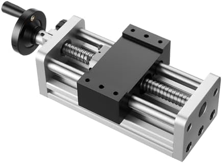 VEVOR Linear Stage Actuator, 100 mm Effective Stroke, Ball Screw CNC Linear Motion Guide Rail, Double Optical Axis, C7 High-Precision, Bearing Slide Block, Manual Handwheel, for CNC Router X Y Z Axis