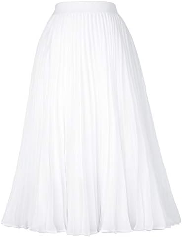 GRACE KARIN Pleated Midi Skirt for Women Chiffon A-Line Outfits