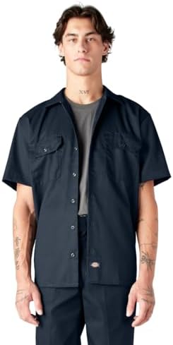 Dickies Men’s Short Sleeve Work Shirt – Durable Twill Button Down Shirts for Men, Lightweight Uniform for Daily Wear