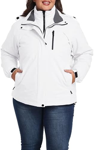 wantdo Women's 3 in 1 Ski Jacket Plus Size Winter Coats Snowboarding Jacket