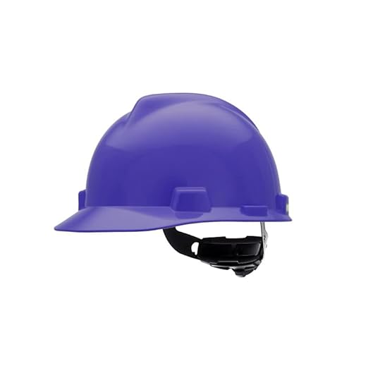 MSA 495858 V-Gard Cap Style Safety Hard Hat With Fas-Trac III Ratchet Suspension | Polyethylene Shell, Superior Impact Protection, Self Adjusting Crown Straps - Standard Size in Purple