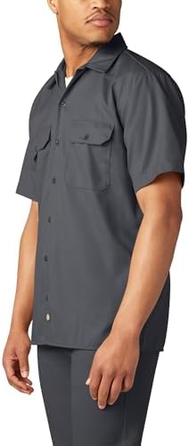 Dickies Men’s Short Sleeve Work Shirt – Durable Twill Button Down Shirts for Men, Lightweight Uniform for Daily Wear