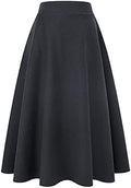 IDEALSANXUN Womens Plaid Wool Skirts Elastic Waist A-Line Pleated Tartan Long Skirts