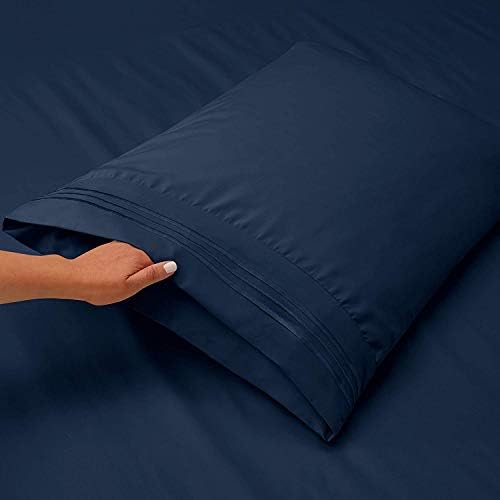 JS Sanders Affordable Microfiber 6 PC Bed Sheet Set - Queen Size, Navy Blue