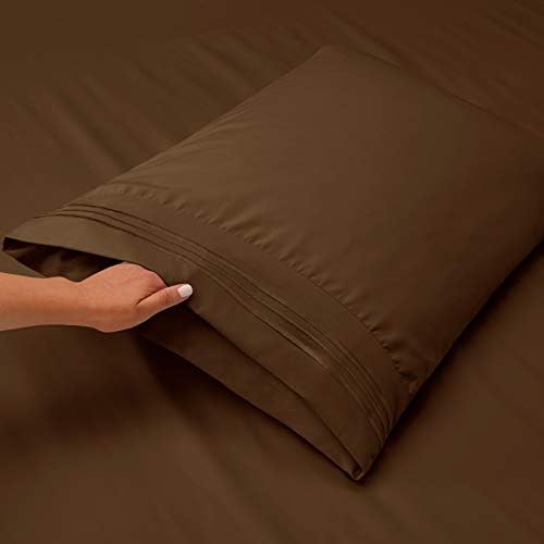 Hearth & Harbor Split King Size Sheets - 5 Piece Bed Sheet Set, Hotel Luxury Double Brushed Bed Sheets - Extra Soft Bedding Sheets & Pillowcases, Split King, Brown