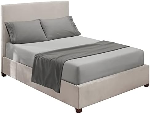 Nestl King Sheets Set - 4 Piece King Size Bed Sheets, Extra Soft, Double Brushed Bedding for King Size, 2 Tone Silver/Grey Set, Silver Fitted Sheet, Grey Flat Sheet, Grey Pillow Case