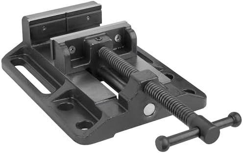Strong Hand Tools 6.3" Heavy Duty Drill Press Vise, 3000 lb Clamping Force, Portable Bench Vise with Slotted Base, Hardened V-grooved Jaws, SBV388