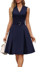 GRACE KARIN Women's Fit and Flare Work Business Dress with Belt